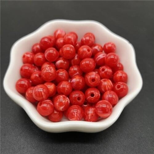 6 8 10 mm Red Imitation Natural Stone Round Acrylic Beads Clouds Effect Beads For Jewelry Makeing Bracelet necklace DIY