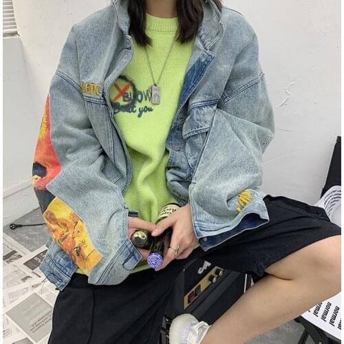 2021 Jacket Denim Fashion Loose Street Hip Hop Free Shipping Real Shot For Men And Women Washed