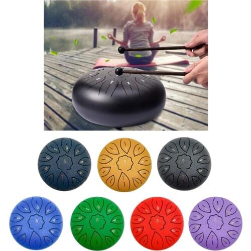 Mini 6 Inch Steel Tongue Drum Hand Pan with Storage Bag Music Book Gift