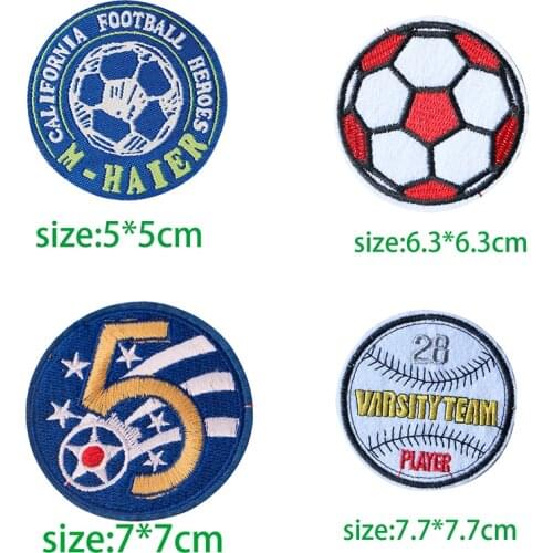 Fashion Football Baseball Round Icon Embroidered Applique Patches for Clothing DIY Iron on Badge on the Backpack