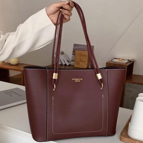 Fashion Shoulder Bags Women Tote Soild Color Luxury Designer Large Capacity Top-handle Big Handbags PU Leather Soft Tas Wanita