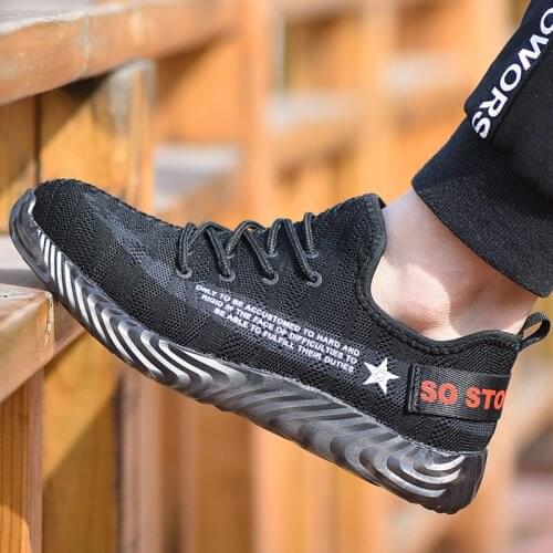 ZEEKSON Outdoor Steel Toe Work Safety Shoes Summer Mesh Breathable Safety Shoes Student Women Low-top Sports Shoes Mens Shoes
