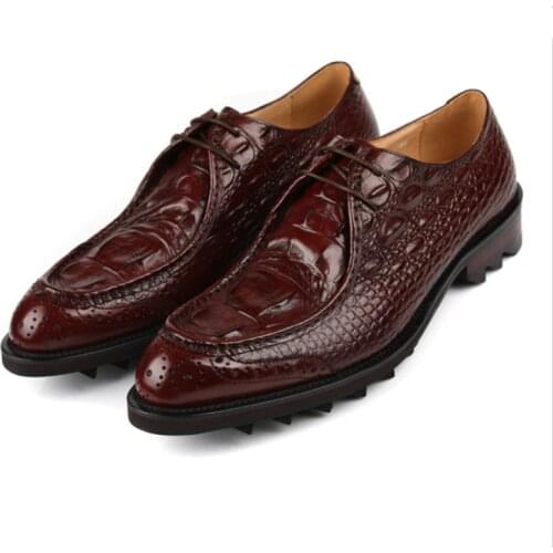 Crocodile Grain Black / Tan Platform Mens Wedding Dress Shoes Genuine Leather Social Business Shoes Male Prom Shoes