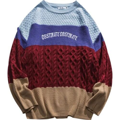 Autumn Winter Mens O-Neck Pullover Warm Patchwork Soft Spacious Long Sleeve Oc Yq Clothes Knitted Casual Male Sweater Pull Homme