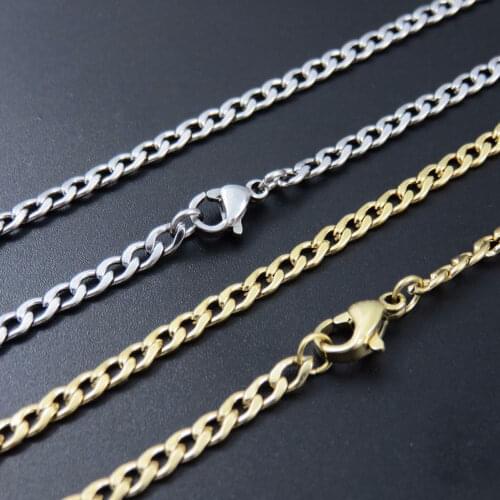 Width 3mm/3.8mm/4.5mm/5mm/6mm/7.5mm Punk Stainless Steel Necklace For Men Women Curb Cuban Link Chain Chokers Vintage