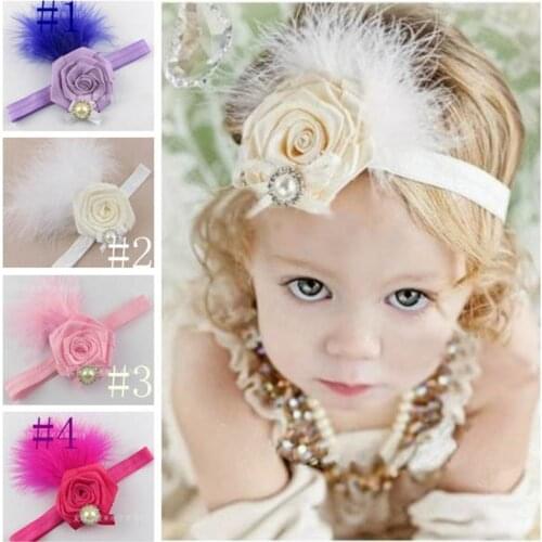 Kids Baby Girls Headband Feather Head Band Hair Accessories Rose for Party Photoshotting