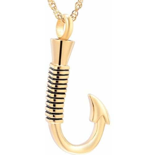 Fish Hook Urn Necklace for Ashes Stainless Steel Pendant Holder Ashes Keepsake Memorial Cremation Jewelry for Men Women