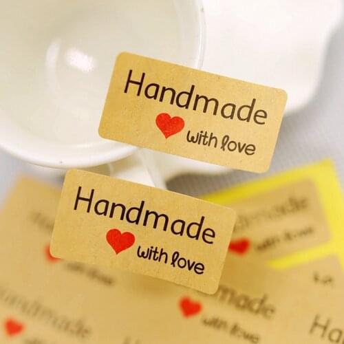 Handmade Self Adhesive sealing Stickers Kraft Label Sticker DIY Hand Made Gift Cake Candy Paper Tags 120pcs/lot