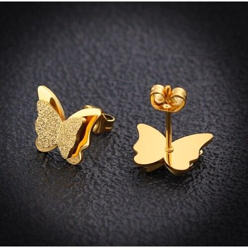 Innopes 2019 Hot Sale bijou butterfly earrings rose gold stud earrings wedding party earrings for woman