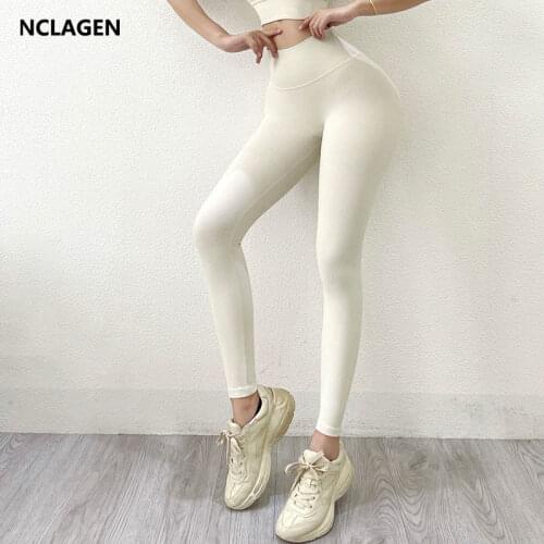 NCLAGEN Yoga Pants Women high waist peach hip lifting sports leggings gym Squat Proof elastic Exercise dry fit fitness tights
