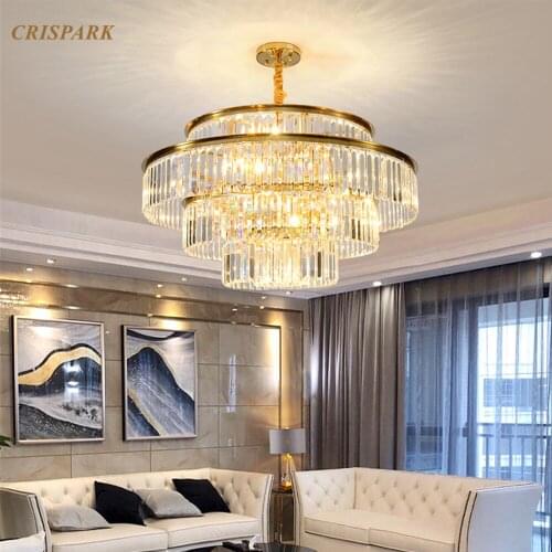 Modern Clear Crystal Chandelier Lighting LED Nordic Minimalist Round Light Fixture Art Deco for Living Room