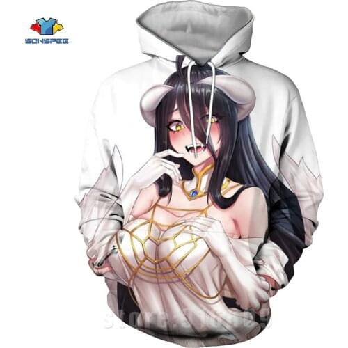Skull Overlord Clothes Anime 3D Sexy Albedo Sweatshirt Streetwear Fantasy Adventure Novel Men Women Hoodies Harajuku Rock Hoodie