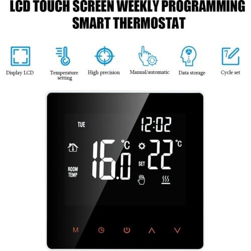 Smart Thermostat LCD Touch Screen Electric Floor Heating Temperature Remote Controller 16A NO WiFi Electric Heating