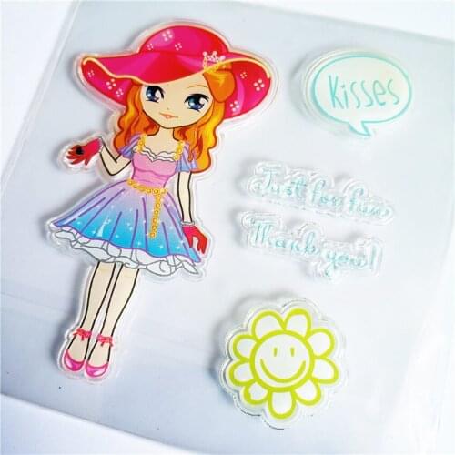 PANFELOU Spring outing girl Transparent Clear Silicone Stamp/Seal DIY scrapbooking/photo album Decorative clear stamp sheets