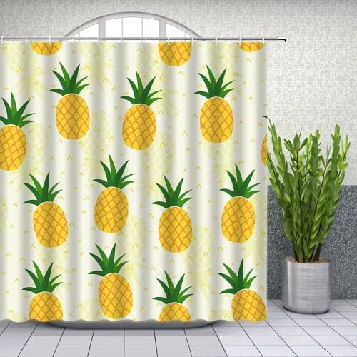Pineapple Shower Curtains Yellow Fruit Green Leaf Bathroom Decor Accessories Durable Waterproof Polyester Cloth Curtain 180cm