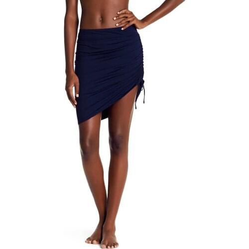 Womens Solid Swim Skirt with Bikini Bottom Swimwear Beach Dress