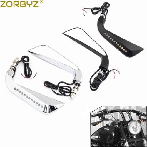 ZORBYZ LED Motorcycle Sickle Rearview Side Mirror With Flowing Water Turn Signal For Harley Sportster Softail Dyna Electra Glide