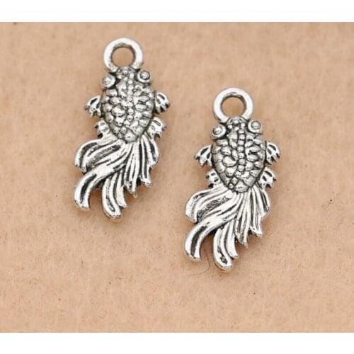 15pcs Antique Silver Plated Golden Fish Charm Pendant fit Bracelet Necklace Jewelry DIY Making Accessories 18x8mm