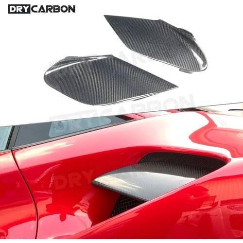 2Pcs/Set Dry Carbon Fiber Side Bumper Splitters Flaps Apron Canards case for Ferrari 488 N Style 2015-2018 FRP Unpainted Black