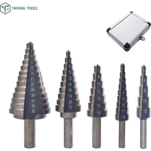 5pcs/set HSS Straight Groove Step Drill Bit Wood Metal Plastic Hole Cutter Power Tools Core Drill Bits