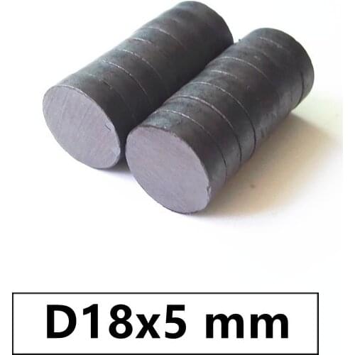 50pcs/lot Y30 Disk Ferrite Magnet 18*5 mm Permanent magnet 18mm x 5mm Black Round Speaker 18x5 mm