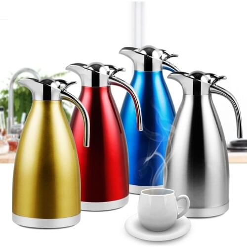 68oz Stainless Steel Thermal Coffee Carafe with Press Button, Double Wall Vacuum Insulated Thermo Coffee Pot For Coffee Juice Mi