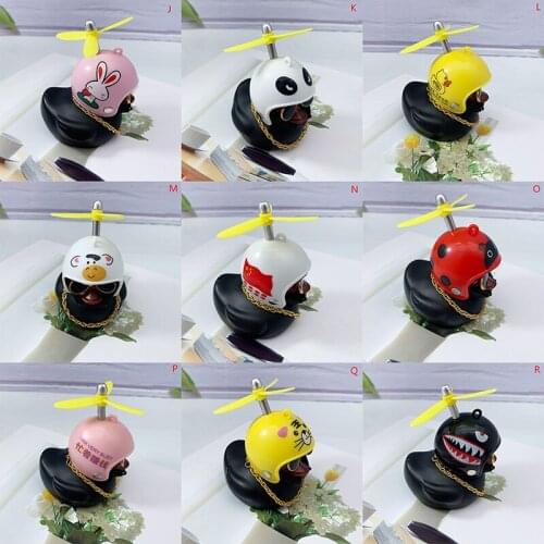 Car Ornament Helmet Broken Wind Small Duck Dashboard Rearview Mirror Standing Camouflage Helmet Mini Black Duck Decoration