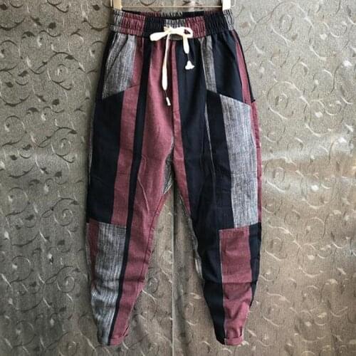 Men Baggy Harem Pants Hip hop Cross Pants Joggers Causal Loose Trousers Aladdin Wide Leg Cotton Linen Pants Pantalones Hombre