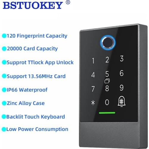 Bluetooth TTlock Door Access Controller Keypad Password Fingerprint Recognition Doorbell 13.56mhz Card Reader Access Control