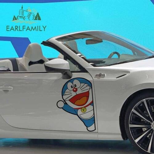 EARLFAMILY 43cm x 29.1cm For Doraemon Car Decal Personality Car Stickers Waterproof Windshield Decals Scratch-Proof Decoration