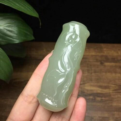 H66#Hetian jade blessing pendant, fine jade