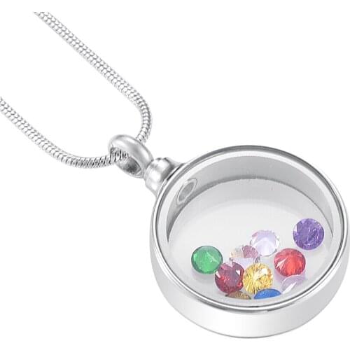 IJD9889 Stainless Steel Perfume Locket Heart Glass Cremation Jewelry Funeral Jewellery Ashes Urn Necklace for Pet Human Memorial