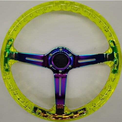 JDM Racing Transparent Acrylic 14 Inch 350mm NEO Chrome Grille Car Sports Drifting Steering Wheel Horn Button With Logo JG-SW10
