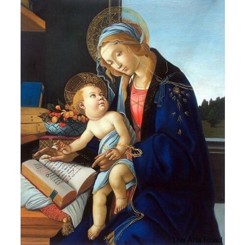 Madonna of the Book by Sandro Botticelli Oil Painting Hand-painted Canvas Art Wall Decoration Portrait No Frame