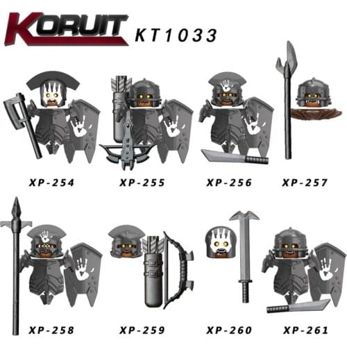 NEW Orcs Knights Soldier White Black Brown Mount Saddle Wolf Animals Model Building Blocks Bricks Medieval Toys kids Gift