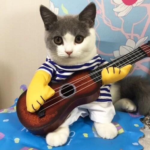 Halloween Pet Costumes Cute Guitarist Cosplay Change Into Clothes Cat/Dog Kitten Puppy Cape Kawaii Funny Pet Dog Clothes