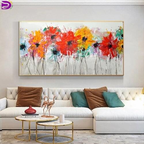Colorful Flower Pictures 5D DIY Diamond Painting Wall Art Abstract Flowers Full Square Round Drill Embroidery Living Room Decor