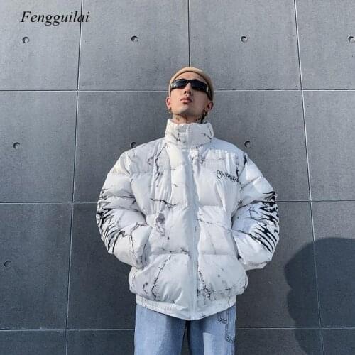 Men Winter Parkas Coat 2020 Hip Hop Pockets Thick Jackets Men Fashion Casual Texture Printing Streetwear Oversized Jacket Tops