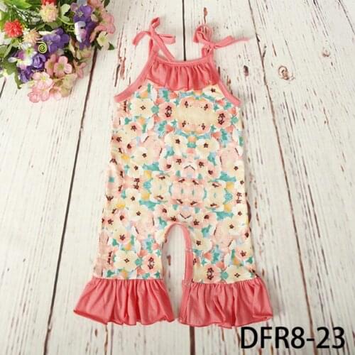 Summer Sling Ruffle Jumpsuit,floral girls cute romper Multicolor polyester newborn baby Leg romper Outfit jumpsuit