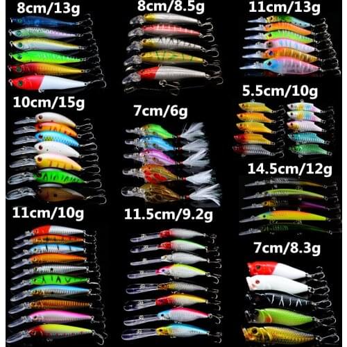 LINGYUE 67pcs/lot Fishing Bait Set Mixed 10 Models Fishing Lures Artificial Make Quality Professional Wobblers Fishing tackle