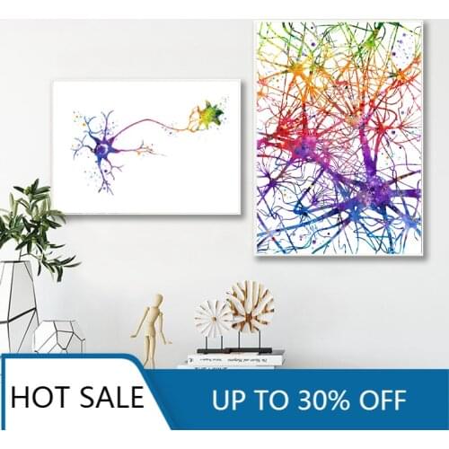 Multipolar Brain Neuron Cell Anatomy Wall Art Canvas Painting Posters Prints Brain Neurology Medical Science Biology Wall Decor