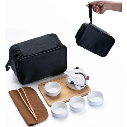 New tea cups white Ceramic cup set clay cup pu er tea tols kung fu teapot tea cup Travel bag Free shipping