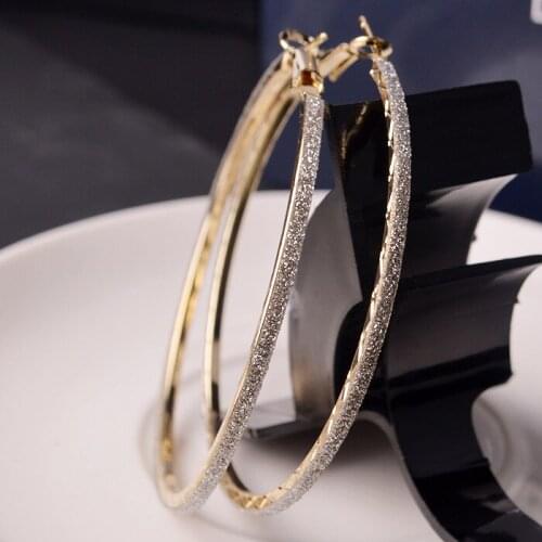Charm Dull Polish Silver Color Big Hoop Earrings Circle Round Earrings Eardrop Fashion Gold silver Plated polishing for Woman