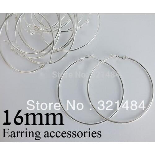 Bulk 500pc/lot silver plated 16mm french circle hooks earring backs hoop earring findings for jewelry making supplies