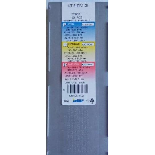 ORIGINAL 10PCS CARBIDE INSERT GIF 8.00E-1.20 IC908