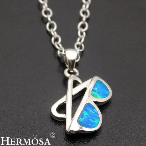 Hermosa Blue Fire Australian Opal Sunglass Style Necklace Pendant Lovely Girls Jewelry Free Shipping