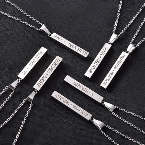 KPOP Necklace V Same Accessories Bangtan Boys Fashion Trend Personality Titanium Steel Blade Gift Souvenir