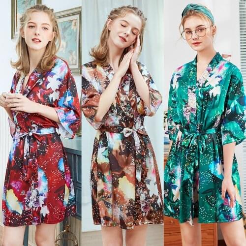 Sexy Silk Sleepwear Night Dress Women Satin Dress Women Sleepwear Pyjama Sleep Nightwear for Women Boudoir Dress Peignoir Set