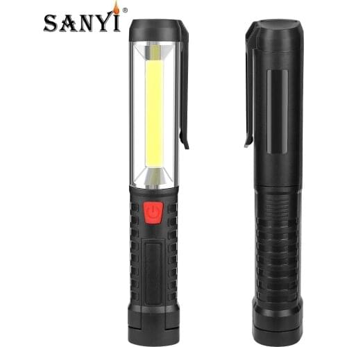 Portable Flashlight 1 Mode COB LED Torch Magnetic Car Maintenance Work Light Hanging Hook Camping Lantern Outdoor Emergency Lamp