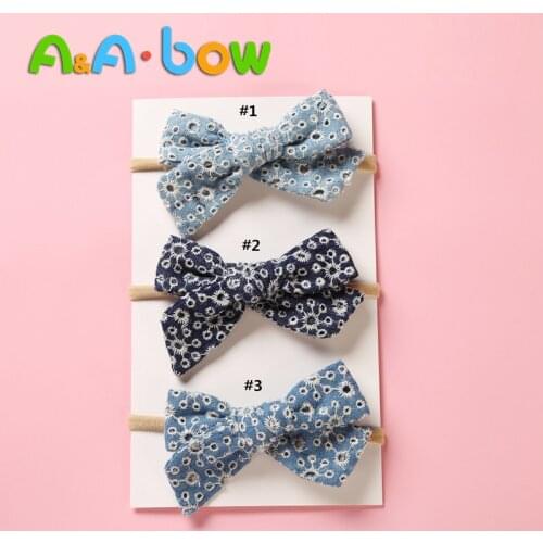 3pcs/lot 3colors Floral Handmade Newborn kids Bow Nylon Headbands Soft Nylon Headwear Nylon Elastic Head band